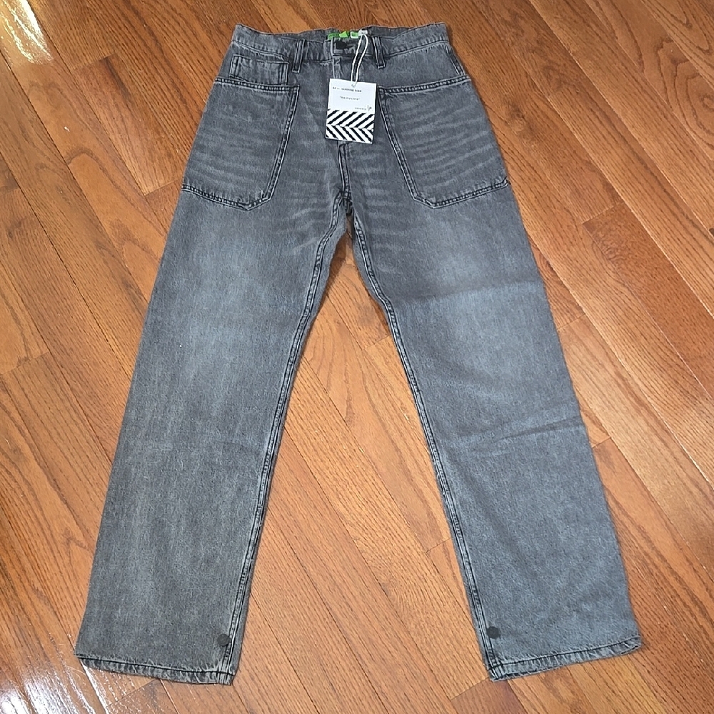 Sandrine Rose X Free People High Rise Wide Leg Jeans In Washed Black Sz 28